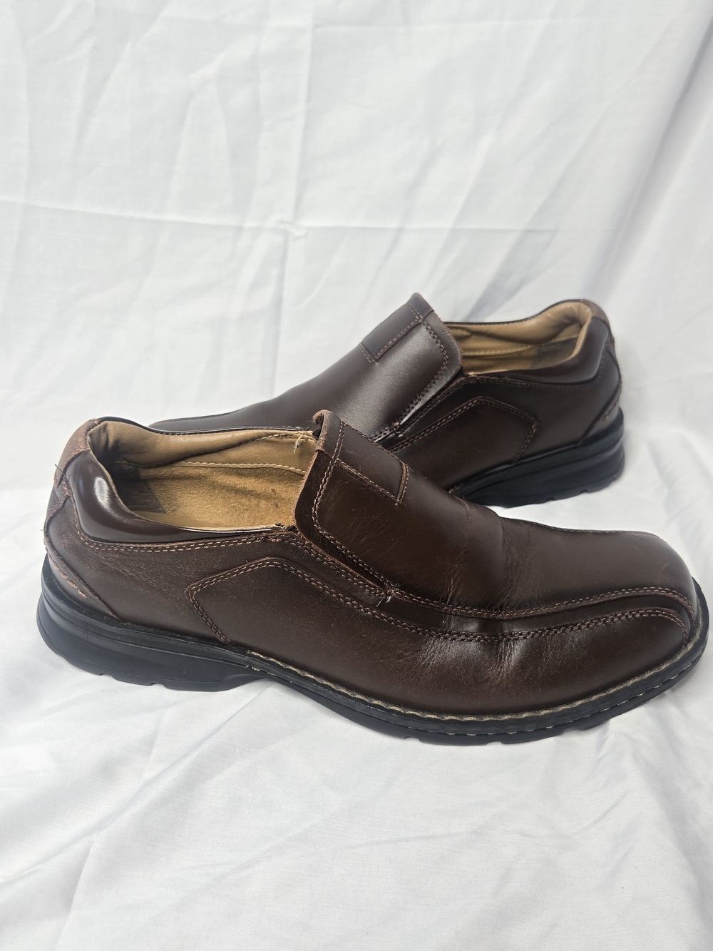 Dockers Men's Brown Leather Slip-On Loafers All Motion Comfort Size 10